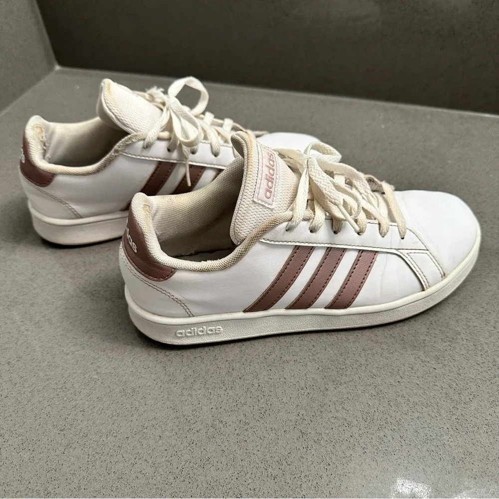 Adidas White Sneakers with Pink Stripes - Picture 3 of 8